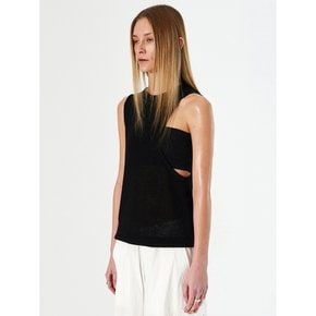 UNBALANCE SLEEVELESS KNIT_BLACK