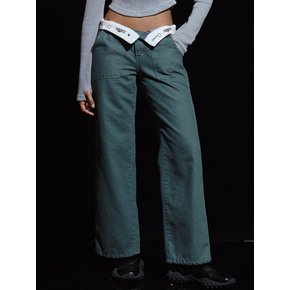 TURN UP LOGO BELT LOW RISE PANTS GR