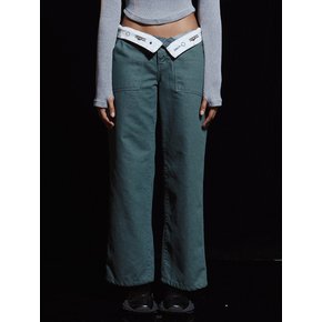 TURN UP LOGO BELT LOW RISE PANTS GR