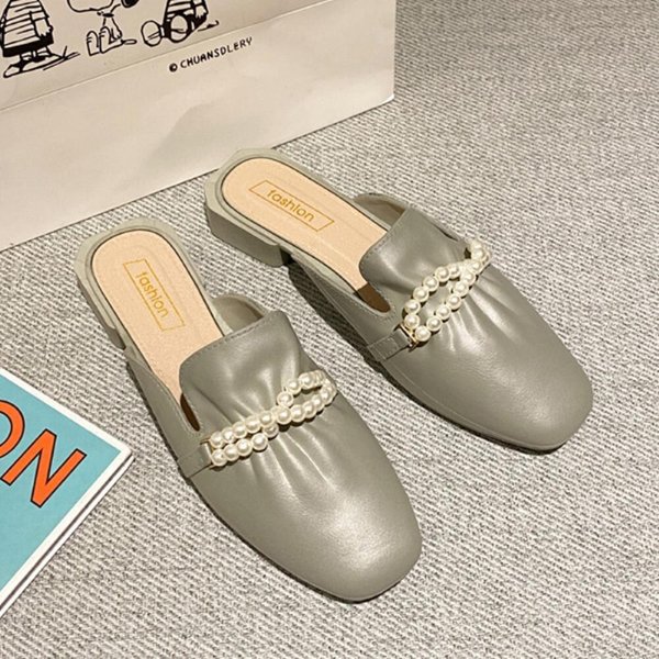 [옷자락] 여자 봄 페미닌 오피스룩 3컬러 진주알 뮬 블로퍼