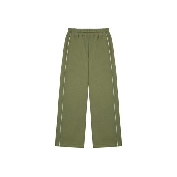 [남녀공용] 로고 와펜 와이드 쭈리 팬츠 (올리브)