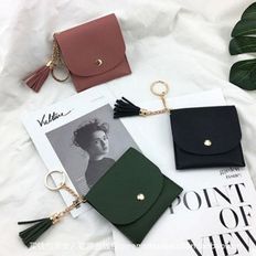 오너클랜 여성 일상 파스텔 7컬러 키링 미니 카드지갑