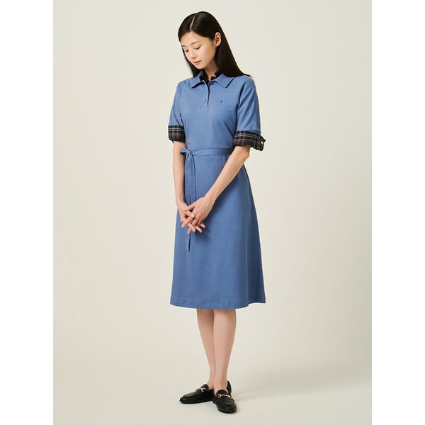 피그먼트 소재 칼라 원피스  블루 (BF5771C05P)