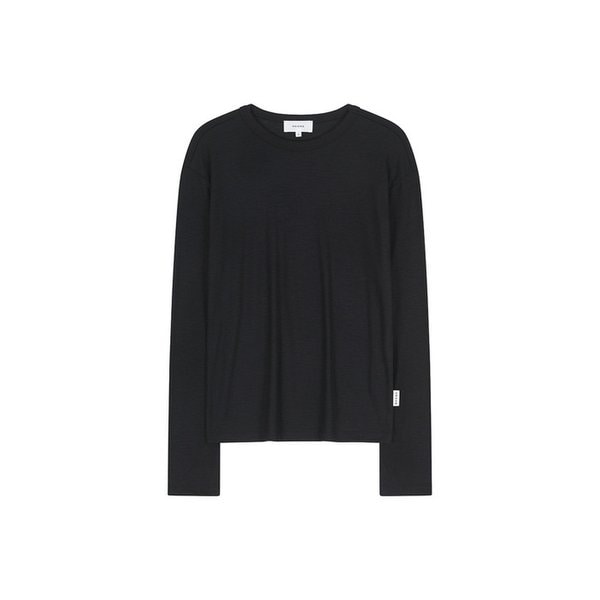 SUPER 120S WOOL JERSEY  LONG SLEEVED TOP (BLACK)