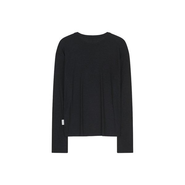 SUPER 120S WOOL JERSEY  LONG SLEEVED TOP (BLACK)