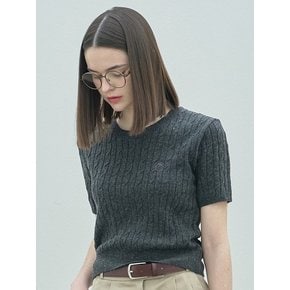 Cable Half Knit Ts_Charcoal