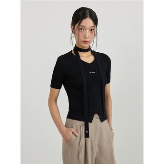 티메이커 SUMMER V-NECK KNIT & SCARF SET BK