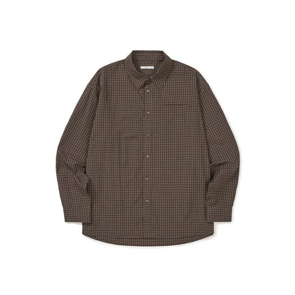 노블 원 포켓 체크 셔츠 DARK BROWN