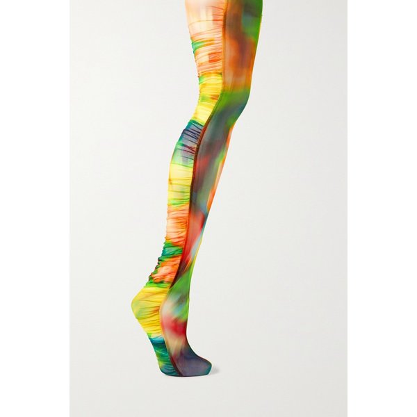 셔링 프린트 스트레치 메시 타이츠 옐로우 34344356236761644