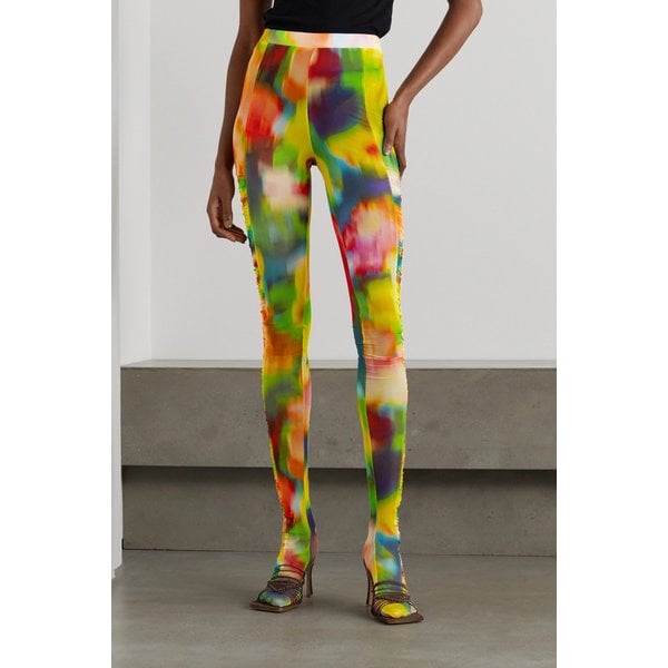 셔링 프린트 스트레치 메시 타이츠 옐로우 34344356236761644