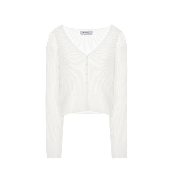 BUTTON-UP RIBBED KNIT CARDIGAN_IVORY