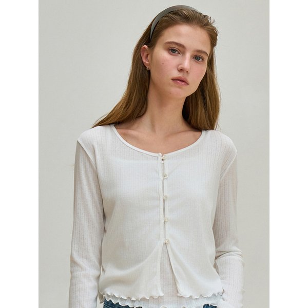 [세트] 아일렛 버튼 가디건 + 슬리브리스 화이트 J1945