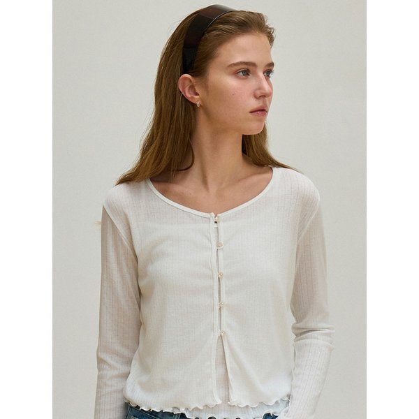 [세트] 아일렛 버튼 가디건 + 슬리브리스 화이트 J1945