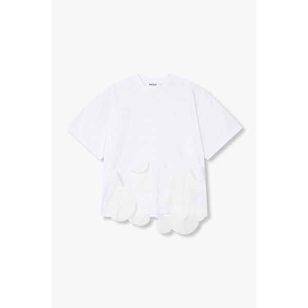 서클 패치 헴 크루넥 티셔츠 (화이트) EN15108009000