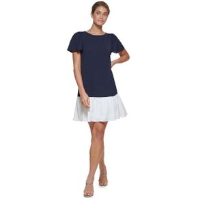 5182691 DKNY Flutter Sleeve and Hem Trapeze Dress