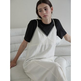 비뮤즈맨션 Sheer patch layered dress - Cream