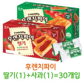 무료배송 해태 후렌치파이 딸기(1)+사과(1) 192g x 2각(30개입)(박스안심