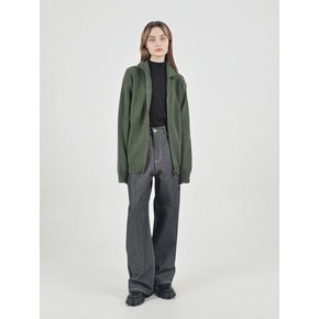 Modal Knit Zip-up Cardigan (Green)