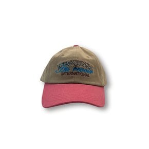 two tone vintage washing ball cap (Beige/Dark pink)