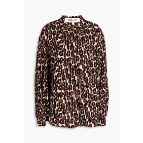 Keeva pleated leopard-print crepe de chine shirt 애니멀 프린트 1647597285166934