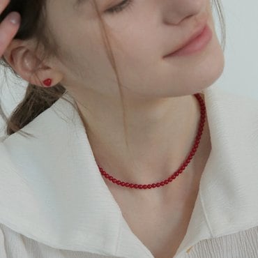 모던라이크 [ 모던라이크 / 본사 정품 ] 실버 925 산호 레드 진주 목걸이 4mm