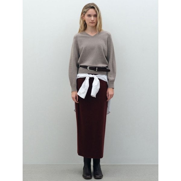 홀가 코쿤 H라인 스커트_와인