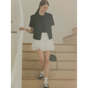 Cancan shirring mini skirt_Ivory