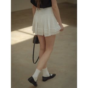 Cancan shirring mini skirt_Ivory