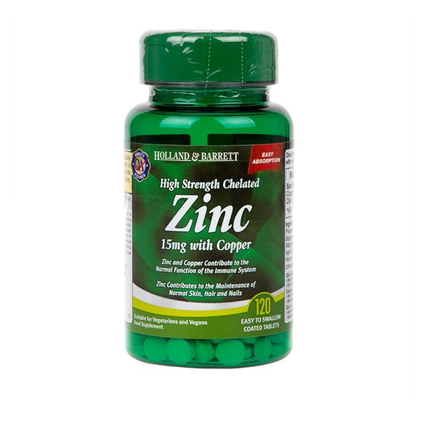 [해외직구]홀랜드앤바렛 킬레이트 아연 구리 15mg 120정 Holland & Barrett Chelated Zinc Copper