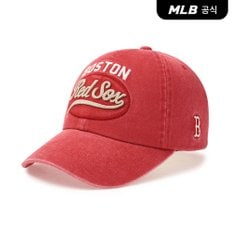 MLB [엠엘비코리아공식] 바시티 빈티지 컬시브 스티치 언스트럭쳐 볼캡 BOS (D.Red)