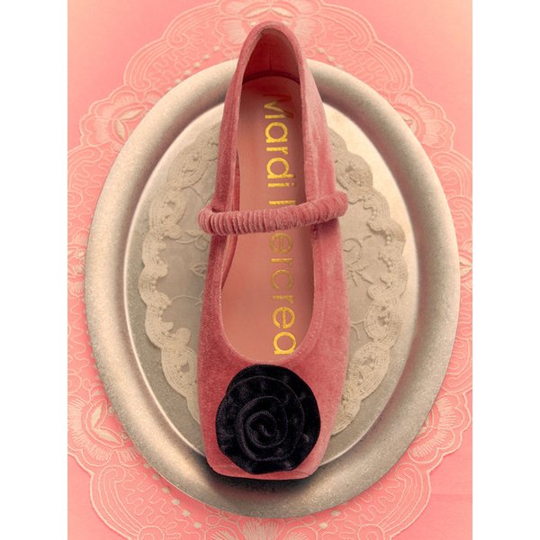 [단독]MARYJANE FLAT ROSE VELVET_PINK BLACK