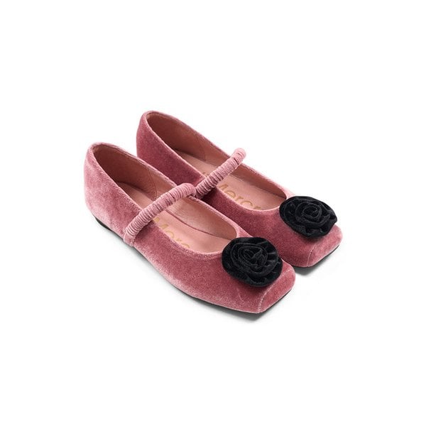 [단독]MARYJANE FLAT ROSE VELVET_PINK BLACK