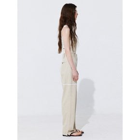 Color-Block Point linen Trousers_Beige