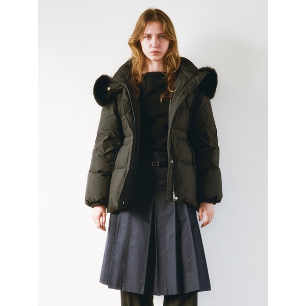 [리퍼브] FOX FUR BELTED GOOSE DOWN JACKET [IVORY][BLACK]