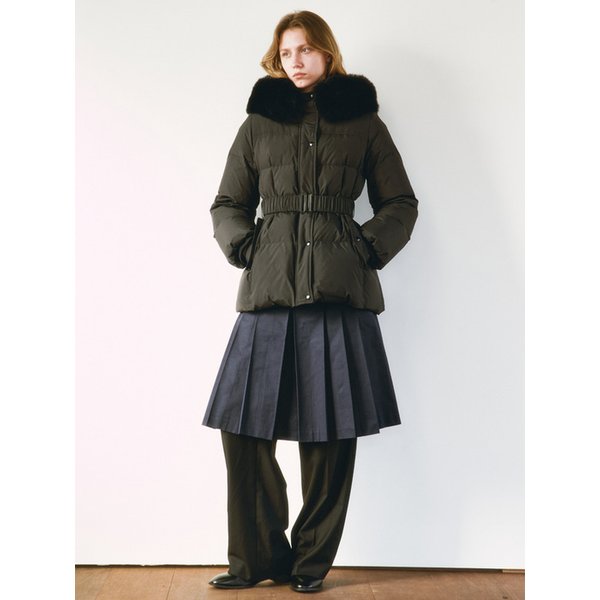 [리퍼브] FOX FUR BELTED GOOSE DOWN JACKET [IVORY][BLACK]