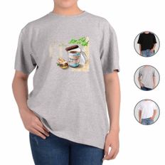  애쉬오트밀 반팔티 커피 수채화 노천카페 nineteen 아동반팔티