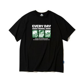 EVERYDAY CARTOON GRAPHIC 티셔츠 - 블랙