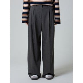 투턱 와이드 슬랙스 그레이_Two Tuck Wide Slacks Gray