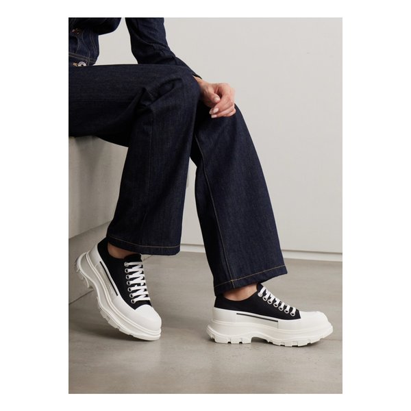 스레드 슬릭 캔버스 이그재저레이티드 솔 스니커즈 블랙 46376663162910578