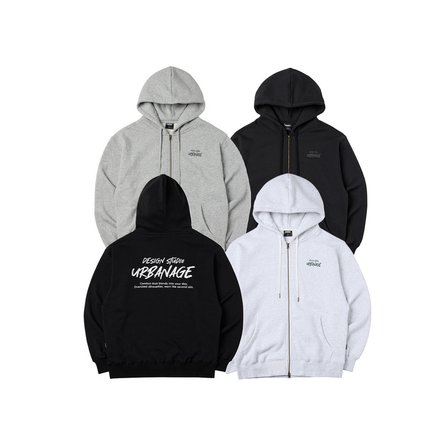 어반에이지 DESIGN STUDIO 로고 오버핏 후드 집업_4color