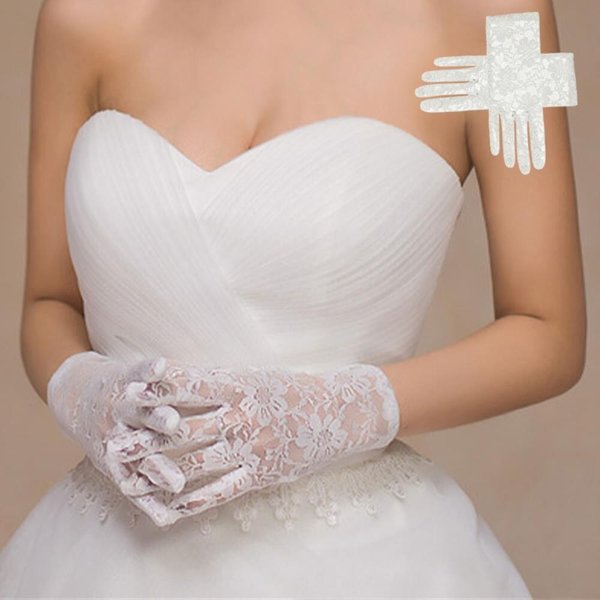 [1+1] [옷자락] 여성 웨딩 소품 레이스 꽃패턴 화이트 장갑