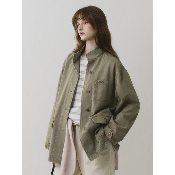 워시드 코튼 워크 자켓_Khaki