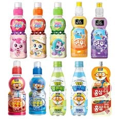  어린이음료 모음 뽀로로홍삼 뽀로로 티니핑 쿠우 과일음료 딸기/밀크/사과/복숭아 /오렌지/포도/제로
