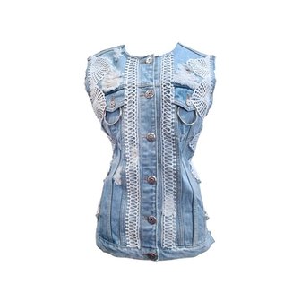 곽현주컬렉션 CAT SERIES DENIM DETAIL SLEEVELESS TOP