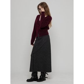 WOOL HERRINGBONE CLASSIC LONG SKIRT CHARCOAL