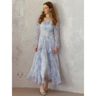 던드롭 DD_Skyblue chiffon ruffle dress