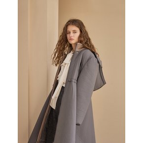 Loose Fit Flare Asymmetric Quilted Long Coat