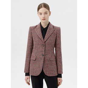 MULTI PLAID WOOL SINGLE JACKET - PINK MULTI