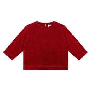 ROUND NECK VELVET TOP : RED