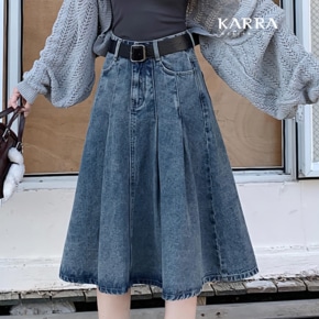 KARRA 플레어미디데님스커트_A4S0596